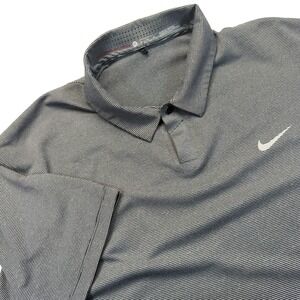 Nike Tiger Woods Collection Golf Polo Men XL Striped Dri-FIT Gray Athleisure